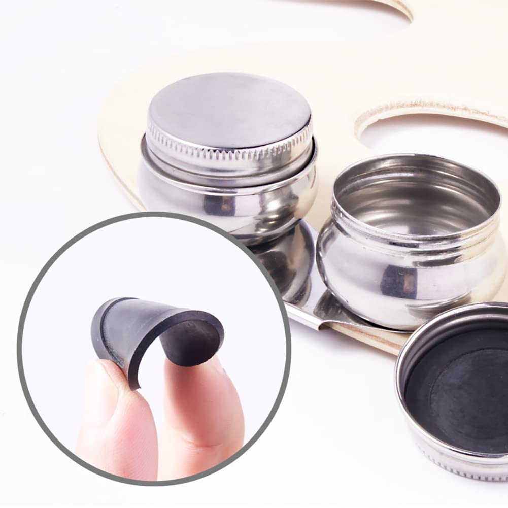 Tavolozza Tazza in acciaio inox Art Oil Pot Doppio Dipper Pittura Vaso di olio con coperchio Portamatite portatile Grande bocca Artisti Palette di