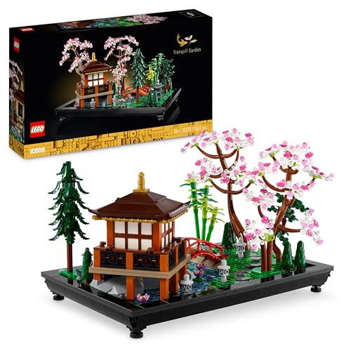 LEGO 10315 Icons Il Giardino Tranquillo, Kit Giardino Botanico Zen per Adulti con Fiori di Loto, Regalo per Donna e Uomo Fan del Giardinaggio Giapponese, Decorazione da Scrivania Personalizzabile