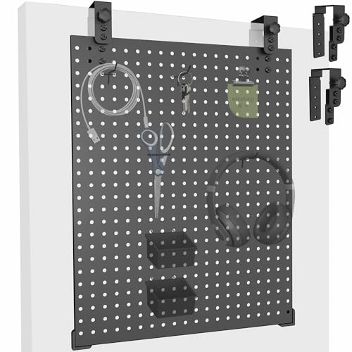 VIVO Steel Hanging Pegboard, 20 x 25 inch Magnetic Peg Board with Clamps Fitting up to 1.9 Inch Surfaces, Accessory Organizer, Black, PP-PB25H
