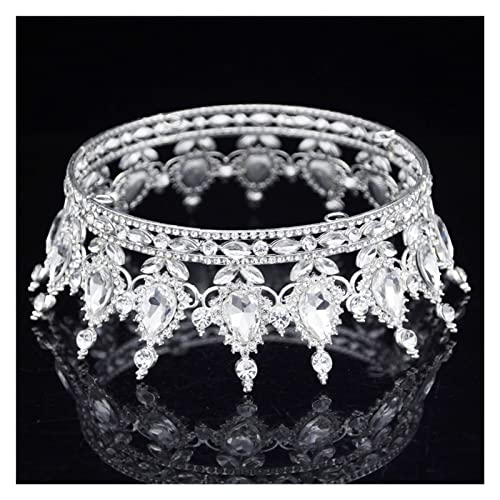 Corona de cristal tipo tiara para niñas con tocado de reina de metal brillante 2