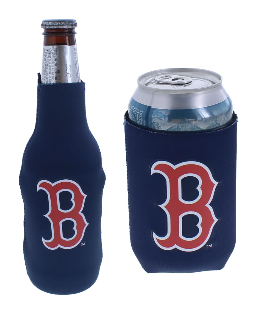 MLB Baseball Can & Bottle Holder Insulator Beverage Cooler (Boston - Solid Logo (Red Sox))