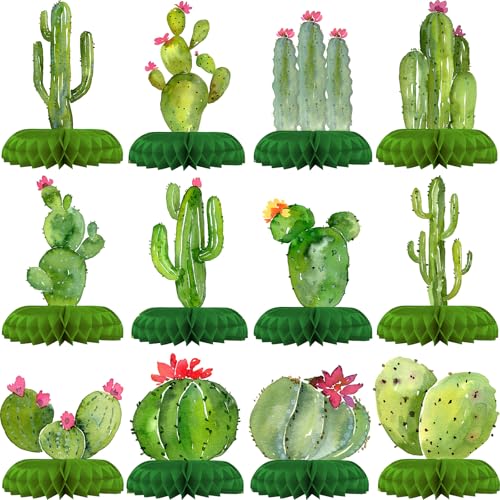 12 Pack Cactus Table Decorations - Cactus Party Decorations for Kids' Birthday and Baby Shower - Cactus Table Toppers