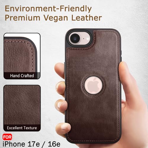 Image of TheGiftKart for iPhone 16e / iPhone 17e Case, Leather Finish Back Cover, Shockproof Design, Raised Edges for Camera & Screen Protection, Stunning Minimalist Design Back Cover Case (Black, Brown)