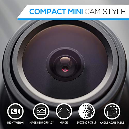Image of Pyle Universal Front and Rear Dash Camera - 580 x 540 Pixels Compact Mini Car Backup Camera with Night Vision, Waterproof IP-68, 170 Adjustable Viewing Angle, Reverse & Rearview Parking Assistance