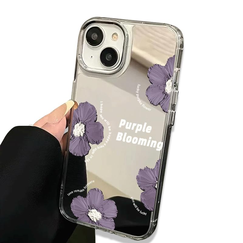 iPhone12Proケース 6.1インチ 鏡付き パープル Amazon.co.jp: iphone12 用 ケース 花柄 韓国 鏡 フラワーケース 花
