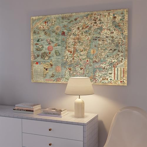 Impression sur toile Carta Marina déco murale premium