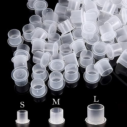 Image of Tattoo Ink Caps with Base, Urknall 300pcs Ink Cups Plastic Ink Caps Disposable Ink Cups Caps for Tattoo Ink Tattoo Supplies