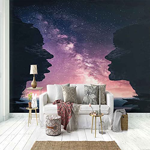 Art de pierre de ciel étoilé violet pour salon avec poster 3D mural