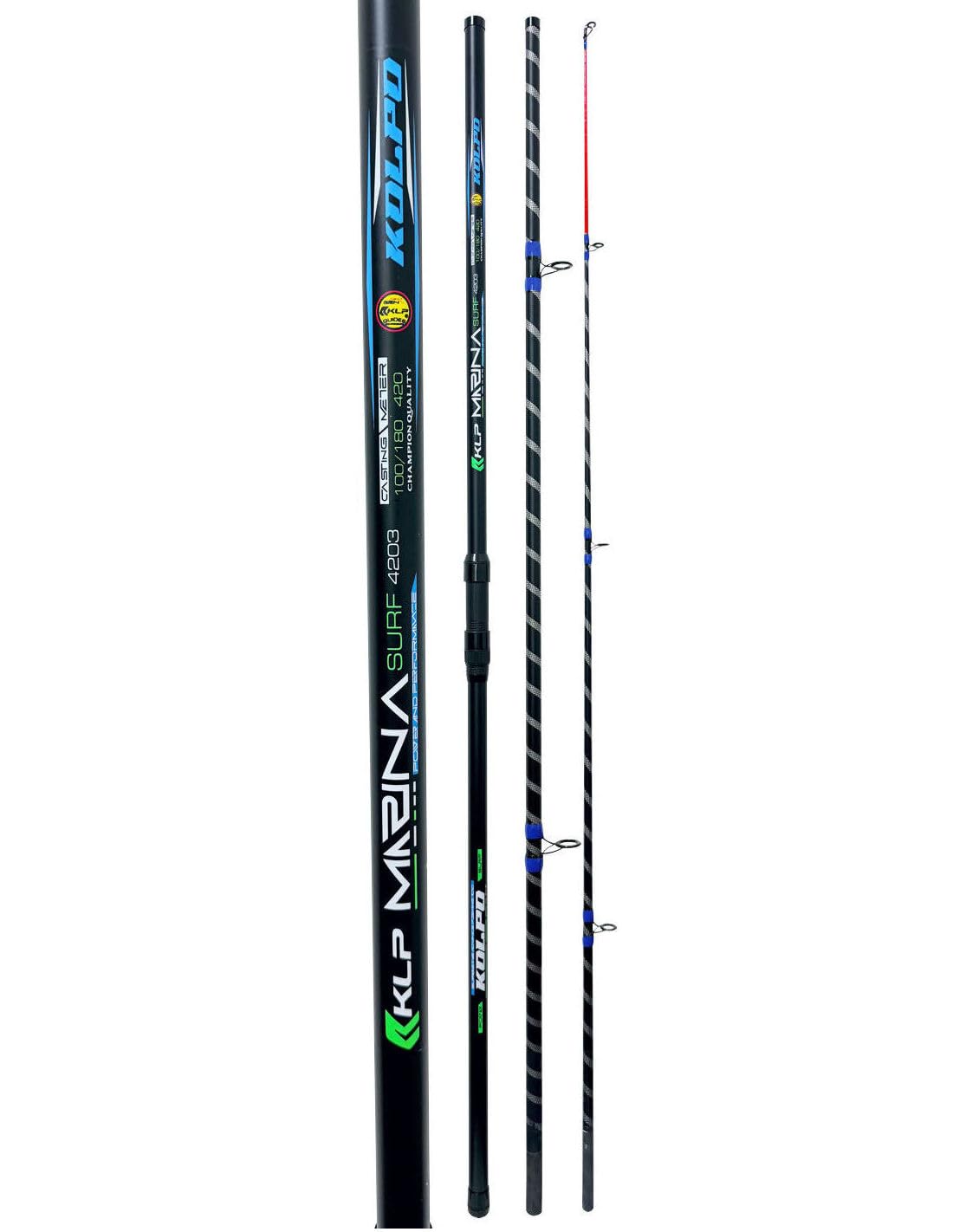 Kolpo Marina Surf Canna da Pesca Surfcasting 100/180 gr speciale spiaggia, porti, scogliere per pescare spigole, orate, serra