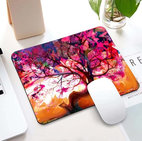 Image of Mouse Pad Abstract Tree Painting, Premium-Textured Custom Mouse Mat Design, Washable Mousepad Lycra Cloth, Non-Slip Rubber Base Computer Mouse Pads for Wireless Mouse