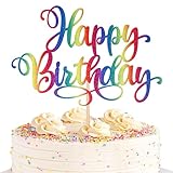 ZHUOWEISM 1 PCS Happy Birthday Cake Topper Glitter Happy Birthday Cake Pick for Celebrating Happy Birthday Anniversary Party Cake Decorations Supplies Colorful