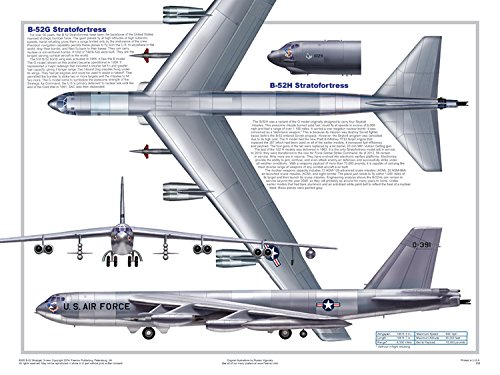 Picture Peddler B-52 3-View Educational Science Airplanes Classroom Chart Print Poster 18x24