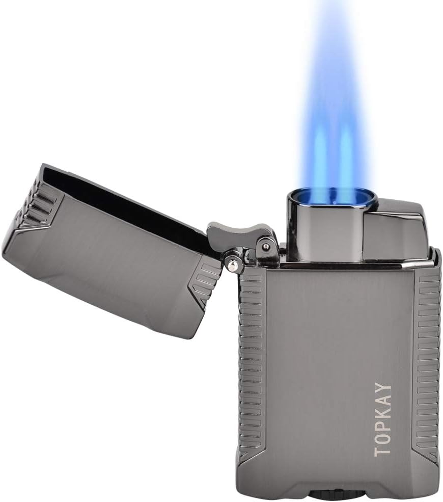 Torch Lighter, Butane Lighter, Windproof Double Jet Flame Torch Lighter, Refillable Gas Lighter, Cool Pocket Lighter (Double Torch)