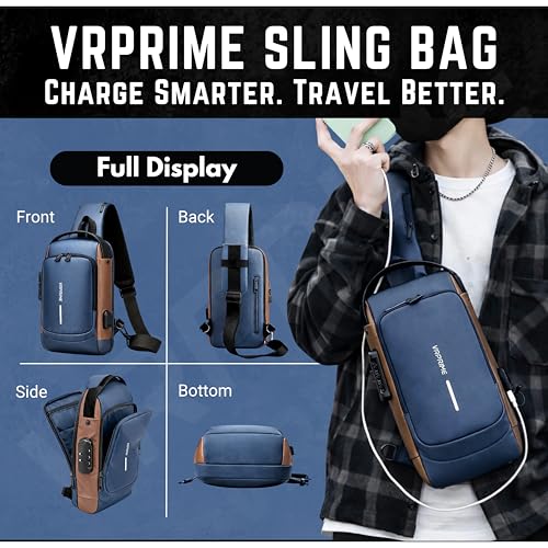 Image of Sling Side Bag For Men | Anti-Theft Smart Waterproof Crossbody Chest Bag for Travel | Messenger Bags Casual Shoulder Bag for Men and Women (ALLBLACK)