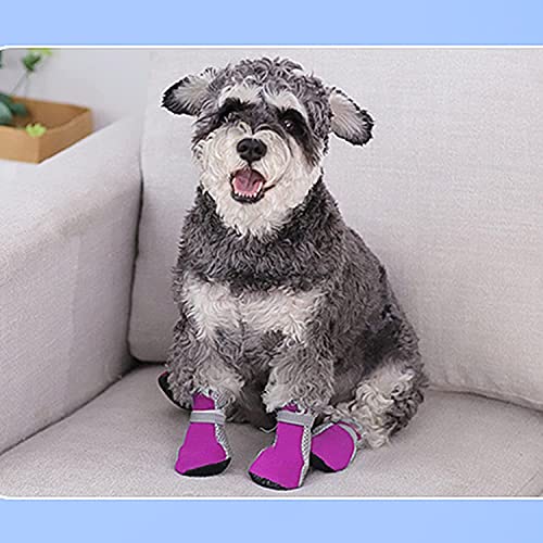 Image of Dog Shoes for Shih Tzu, Indoor Anti-Slip Dog Paw Shoes with Grip Pads for Tile & Wooden Floors, Puppy Paw Protector for Small Dogs, NOT for Outdoor Use or Large Dogs (Pink, Size 3)