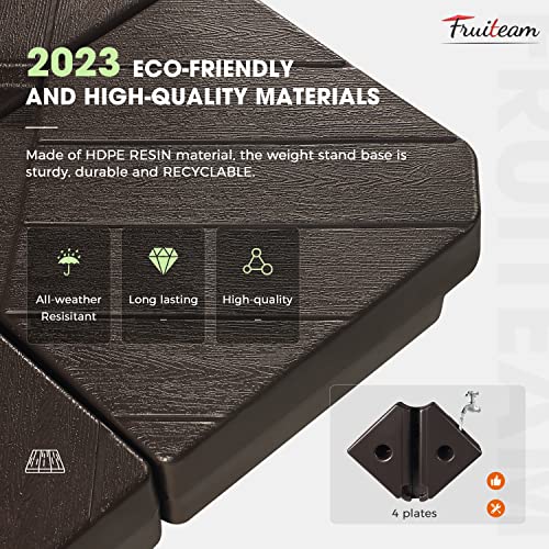 Image of FRUITEAM Patio Cantilever Umbrella Base Weight, 4-Piece Offset Umbrella Base Stand Heavy Duty, Wind-Resistant, Water & Sand Filled Base Up to 180 LBS