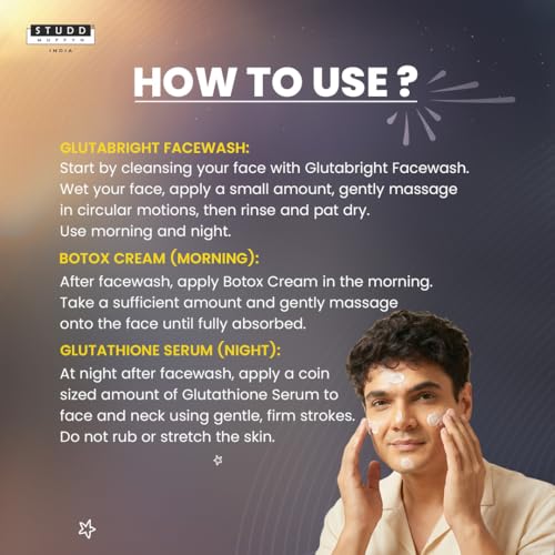 Image of Studd Muffyn | Time Reversal Trifecta Anti-Ageing Combo | Glutathione Facewash + Glutathione Serum + Day & Night Cream | Brightening, Smooth Skin & Radiance Care | Skincare Routine for Men & Women