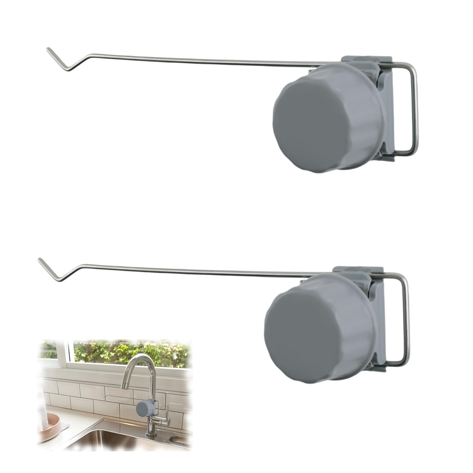 MOROBOR Lot de 2 porte-serviettes de cuisine pour robinet d'évier, réglable en acier inoxydable pratique, support pour torchons à vaisselle, porte-serviettes pour plusieurs types de robinets d'évier