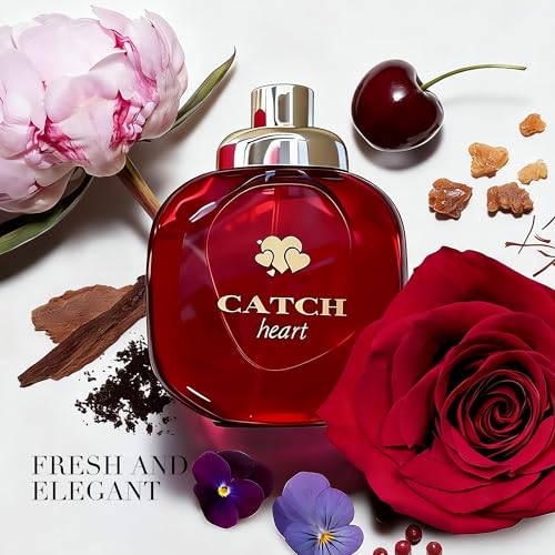 Image of AFLUXE Catch Heart Women's Perfume 3.4 Fl. Oz Eau De Parfum, Sweet Raspberry, Lychee & Pear Scents, Long Lasting Floral Fruity Fragrance