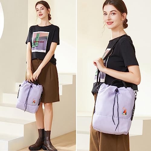 Women Canvas Tote Handbags Casual Shoulder Work Bag Crossbody Bag With Sunshine Embroidery (Light Purple) Medium #TOP7