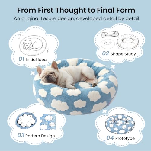 Image of LE SURE Shown on TV Jacquard Donut Dog Beds Medium Sized Dog,Blue 30x30x8in