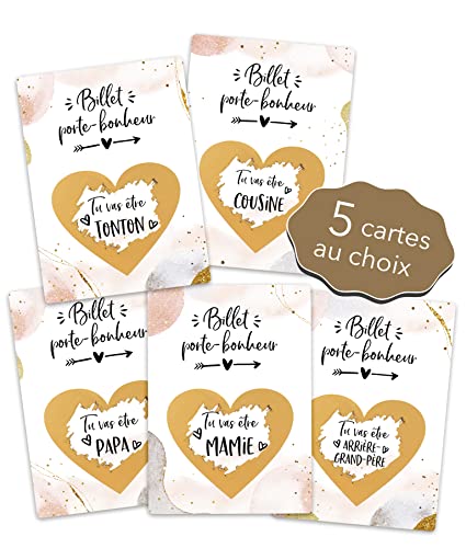 Joli Coon 5 Karten zur Auswahl - Rubbelkarte Ankündigung Schwangerschaft mit Umschlägen