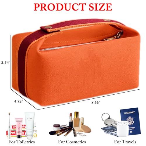 Travel Makeup Bag, Waterproof Canvas Cosmetic Bag Make Up Organizer Case for Women, Large Toiletry Bag Skincare Pouch for Toiletries Accessories Brushes4