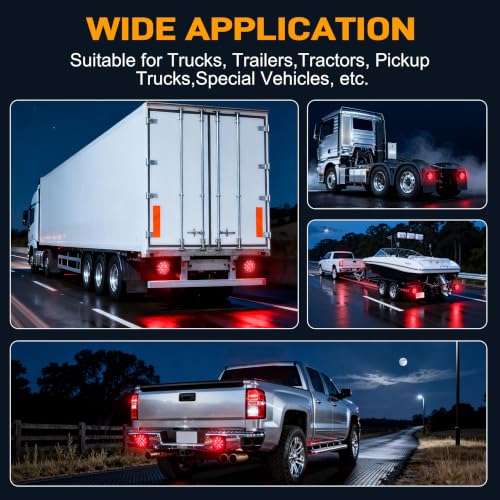 Image of Magnetic Wireless LED Submersible Tail Lights, Wireless Trailer Lights for Towing, Rechargeable Portable LED Stop Turn Tail Lights Kit for Truck Trailers, Caravans, Campers, RVs, Vans, Boats