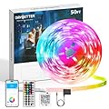 DAYBETTER Led Strip Lights 50 ft, Music Sync RGB Led Light Strips with Remote and App Control, Color Changing Led Lights for Bedroom, Home, Kitchen, Party, Room Decor