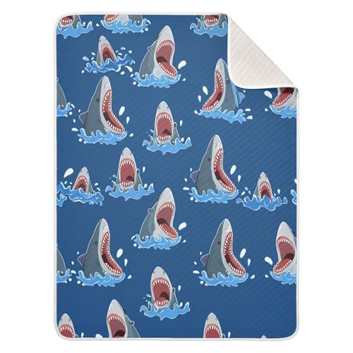 Burbuja Cartoon Sharks Baby Blanket for Boys Girls, Nursery Soft Warm Swaddling Receiving Baby Blankets, 30x40 in Toddler Blanket