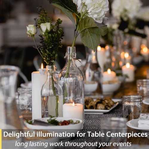 Image of TECHLONG Flameless Candles Battery Operated with Remote Timer, 3D Moving Flame Flickering, Last 600+ Hours Battery Candles, 3 inch x 4 inch Ivory Real Wax Electric LED Candle for Wedding Party, Set of 2