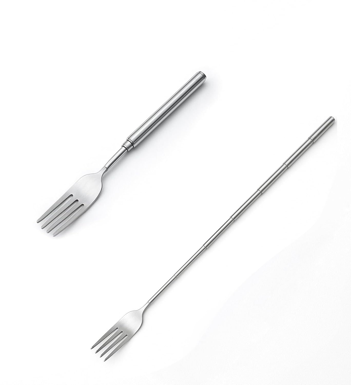 2 Pc Extendable Fork, 8.7 to 25.4 Inch Telescopic Prank, Retractable Stainless Steel Fork for BBQ, Dinner, Fruit, Dessert – Sturdy and Durable Comical Tableware