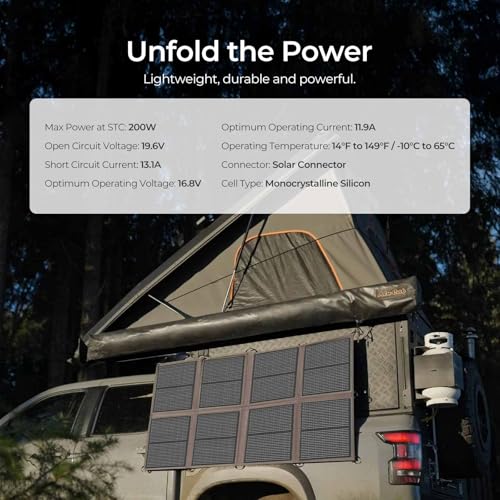 Renogy 200 Watt Solar Panel Blanket, N-Type Portable Foldable Solar Panels, 25% High Efficiency Lightweight 8-Fold Space-Save, QC3.0 USB-A&Type-C Output, For Camping, RV, SUV, Marine, Off-Grid Outdoor - image 2