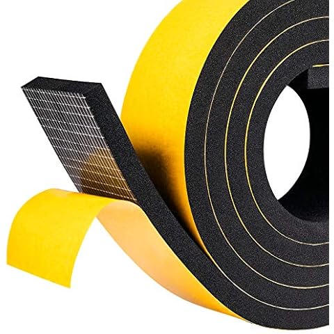 fowong Adhesive Weather Stripping 50 mm Wide x 10 mm Thick Closed Cell Door Seal Gap Seal Foam Rubber Seal Tape SoundProof 2M Long Cover