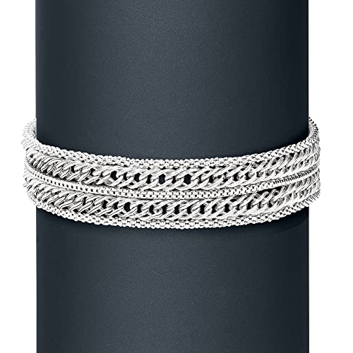 Ross-Simons Italian Sterling Silver Popcorn-Chain and Curb-Link Bracelet4