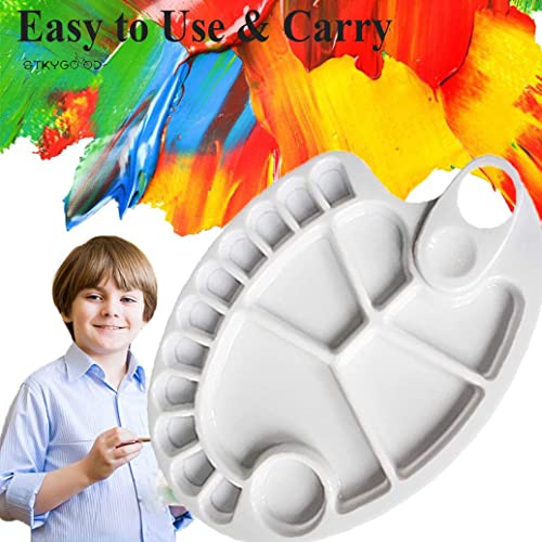 Non-Stick Paint Palette 2 Pcs Artist Paint Mixing Tray Palette 11.8 X 8 Inches Oval Shaped Easy Clean Art Palette 17 Wells (11.8 X 8 Inch/2 Pcs) #TOP3