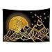 YongFoto 220x150cm Mond Wandteppich, Berge Skizze Silhouette Wandteppiche Swallow Moonlight Handmalerei Naturlandschaft Wandteppich für Wohnzimmer Wohnheim Dekor