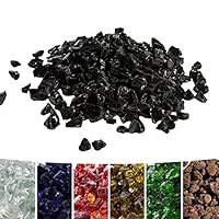 Teamson Home 4 kg Lavasteine für Gas-Feuerstelle, Feuerglas, sicher für Gas-Feuerstellen im Garten im Freien, Schwarz