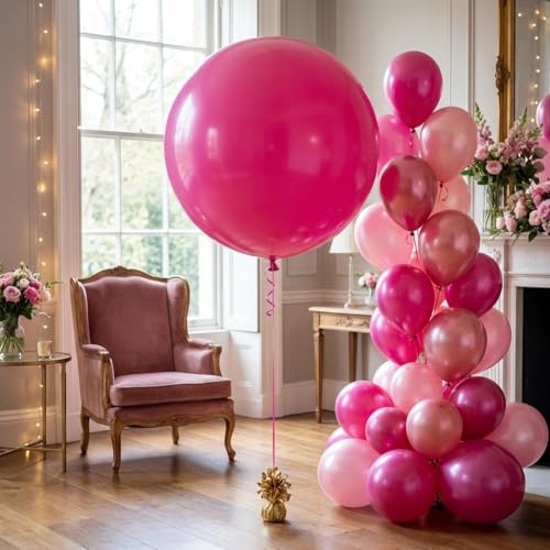 Image of KALOR Hot Pink Giant 36 Inch 9pcs Large Latex Balloons