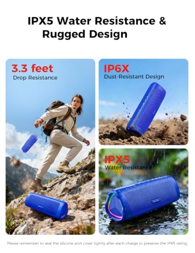 Image of Bluetooth Speaker, 20W HD Sound, Portable Wireless, IPX5 Waterproof, Up to 24H Playtime, TWS Pairing, for Home /Party /Outdoor /Camping /Beach Essentials, Electronic Gadgets, Birthday Gift (Blue)