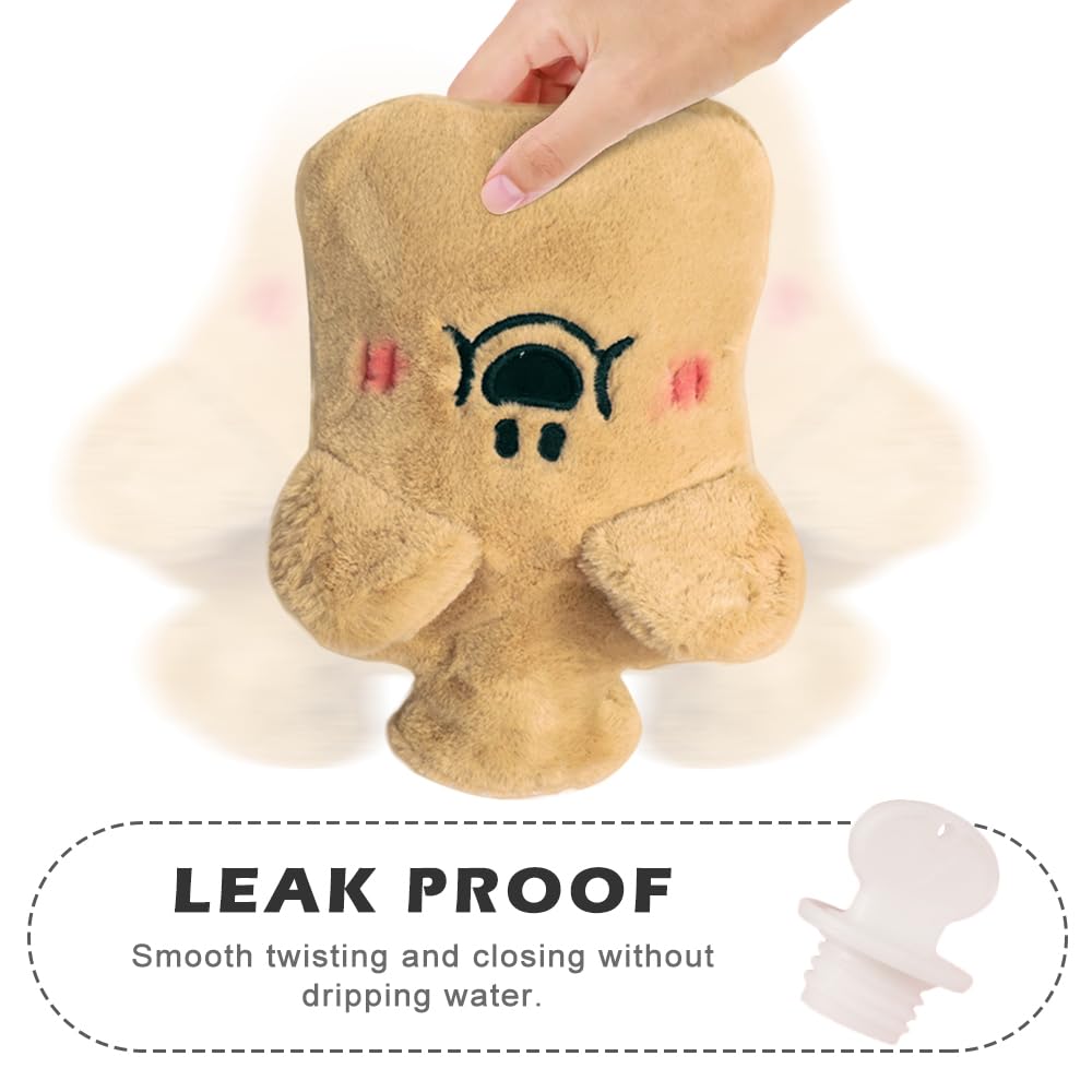 Bolsa Agua Caliente, Bolsa de Agua Caliente con Oso sonrojado de Peluche Lindo y Esponjoso de 1L, Hot Water Bottle Segura, a Prueba de Fugas y Explosiones, Extraíble Para Su Limpieza