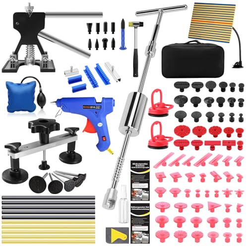 PDR TOOLS Ausbeulwerkzeug Dellen Reparaturset Auto- Beulenzieher, Gleithammer aus Aluminium, PDR Reflektionsplatte, PDR Werkzeug - KFZ-Werkzeug für Karosserie, Hagelschaden & Beulenentfernung