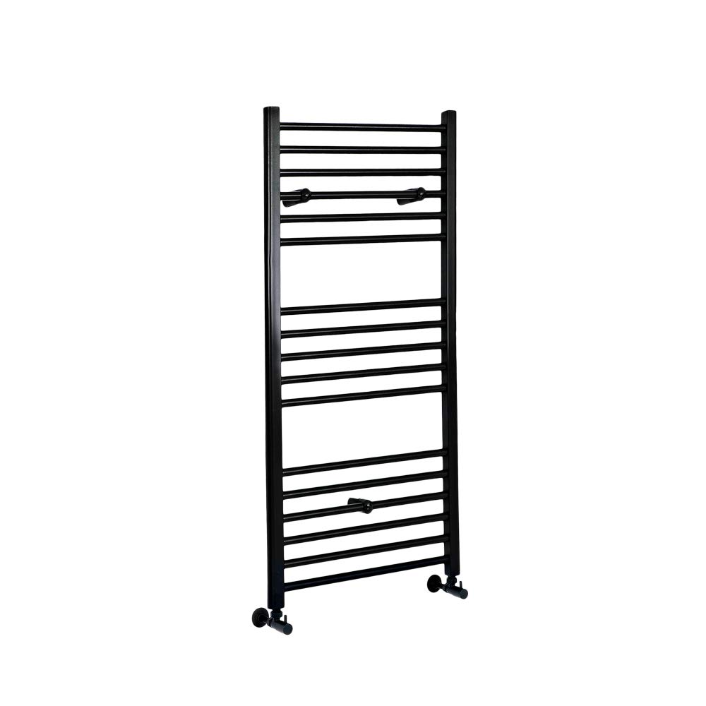 Milano Nero Black Straight Bar Heated Towel Rail - 1200mm x 600mm