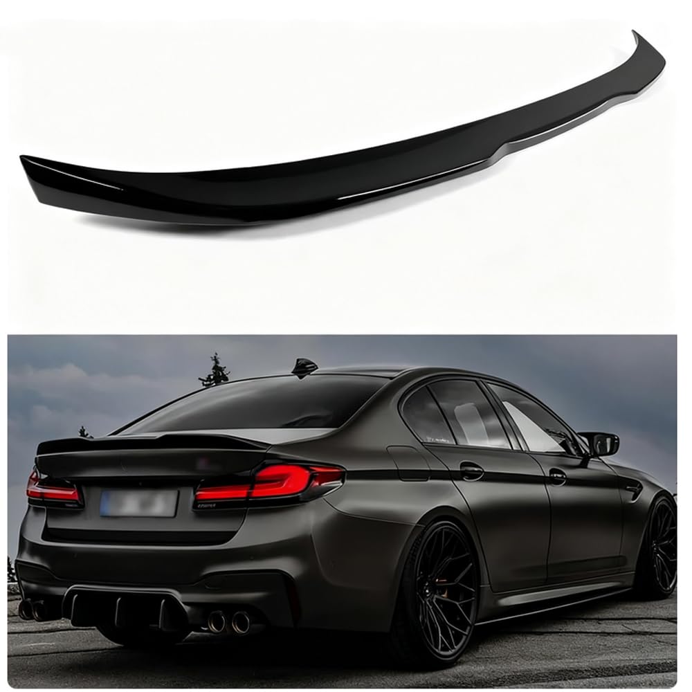 Glänzend schwarzer G30 Heckspoiler für BMW 5er-Serie G30 520i 530i 540i / F90 M5 Limousine 2017-2024 Stoßfester ABS-Kunststoff Hochfester Kofferraumspoiler Flügel (Pro-Stil)