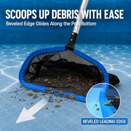 Image of Pool Skimmer Net for Pool Cleaning, Heavy Duty Pool Net Skimmer with Fine Mesh & Deep Bag, Aluminum Frame Pool Leaf Net for Above Ground & In-Ground Pools, Pond Cleaning Leaf Rake Net (No Pole)