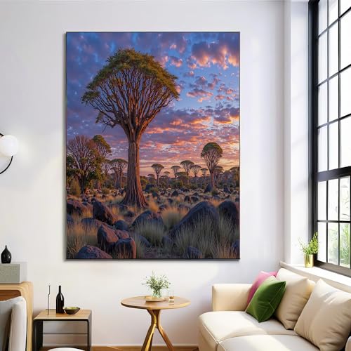 Toile forêt majestueuse de qualité supérieure couleur orange et rouge