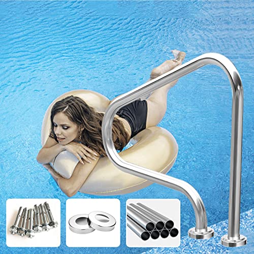 Barandilla para piscina acero inoxidable 3 peldaños 80 cm miniatura 1