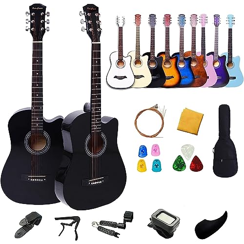 Rosefinch 3/4 Akustikgitarre Stahlsaiten 38 Zoll Folk Cutaway Holzgitarre für Biginner Erwachsene &...