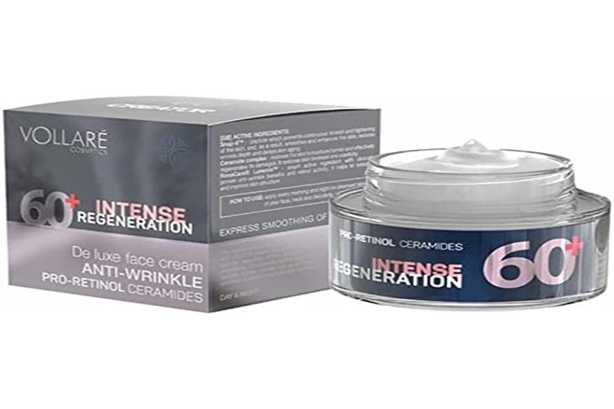 Anti-Wrinkle Regenerating Day and Night Cream by Vollare - for 60+ Women - with Ceramide Complex, Snap-8 and Ronacare Luremin - 1.76 fl oz