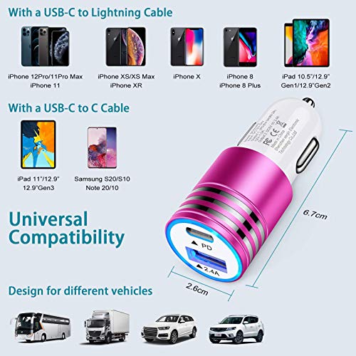 51V77bDUgPL USB C Fast Car Charger Compatible for iPhone 13 12 Pro Max/Mini,iPhone SE 2020/11/XS/XR/X/8,Samsung Galaxy S21/S21+ Ultra/S20+/S20 Ultra/Note 20,30W Power Delivery 3.0,Cigarette Lighter PD Car Adapter - Image 7